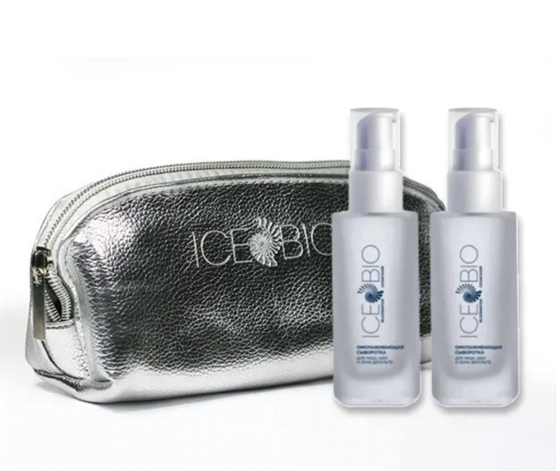 ICE BIO. Набор Сыворотка  2 шт омолаживающая для лица, шеи и зоны декольте 30мл, в косметичке в Смоленске